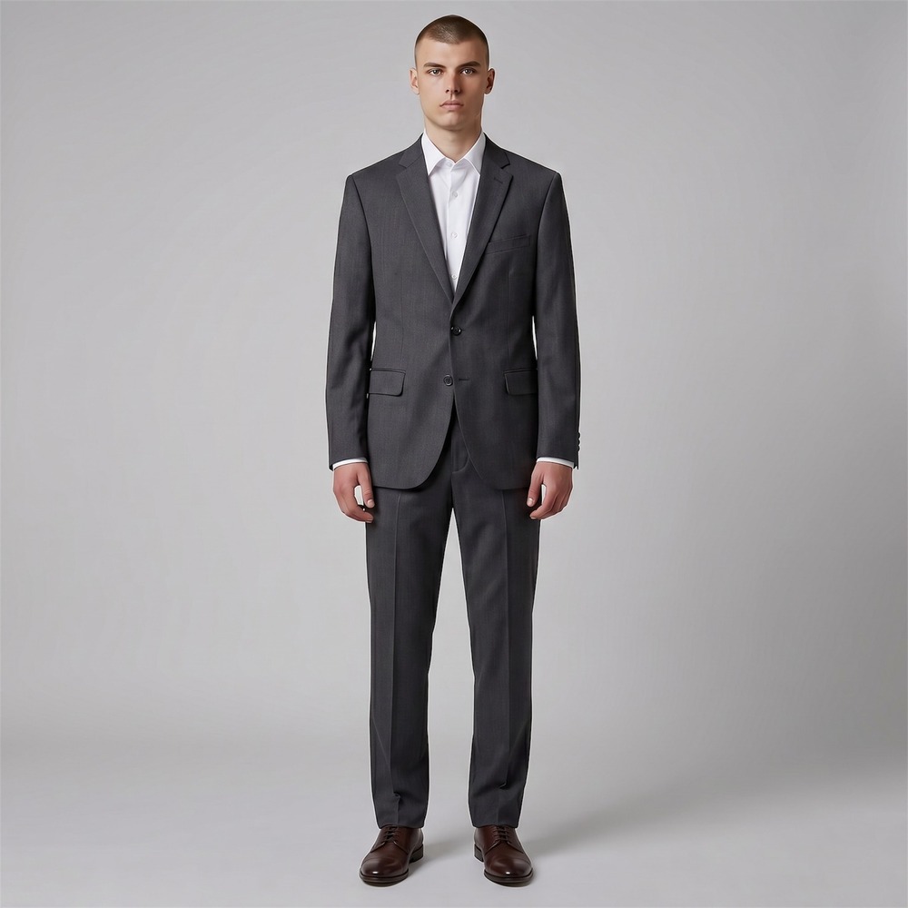 Banana Republic Tailored Suit Men 38S 31x29 Charcoal Gray Cerruti Italia Fabric